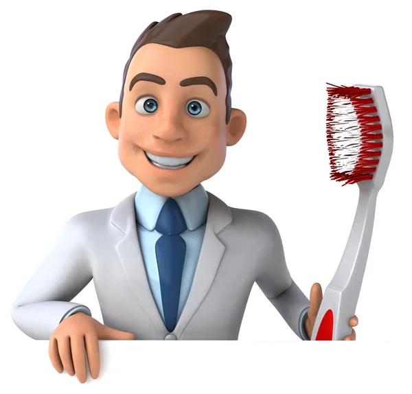 Fun doctor with toothbrush — Stock Photo, Image