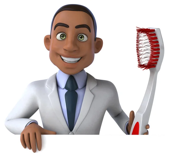 Fun doctor with toothbrush — Stock Photo, Image