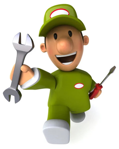 Cartoon worker with tools — Stock Photo, Image