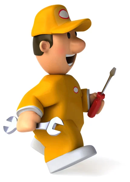 Cartoon worker with tools — Stock Photo, Image