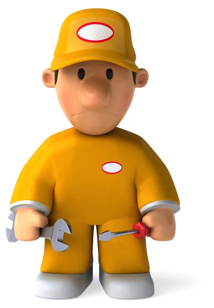 Cartoon worker with tools — Stock Photo, Image