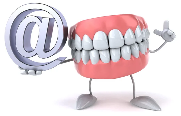 Dinți amuzanți cu simbolul e-mail — Fotografie, imagine de stoc