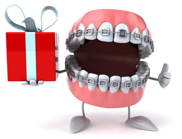 Eğlenceli bir hediye ile diş — Stok fotoğraf