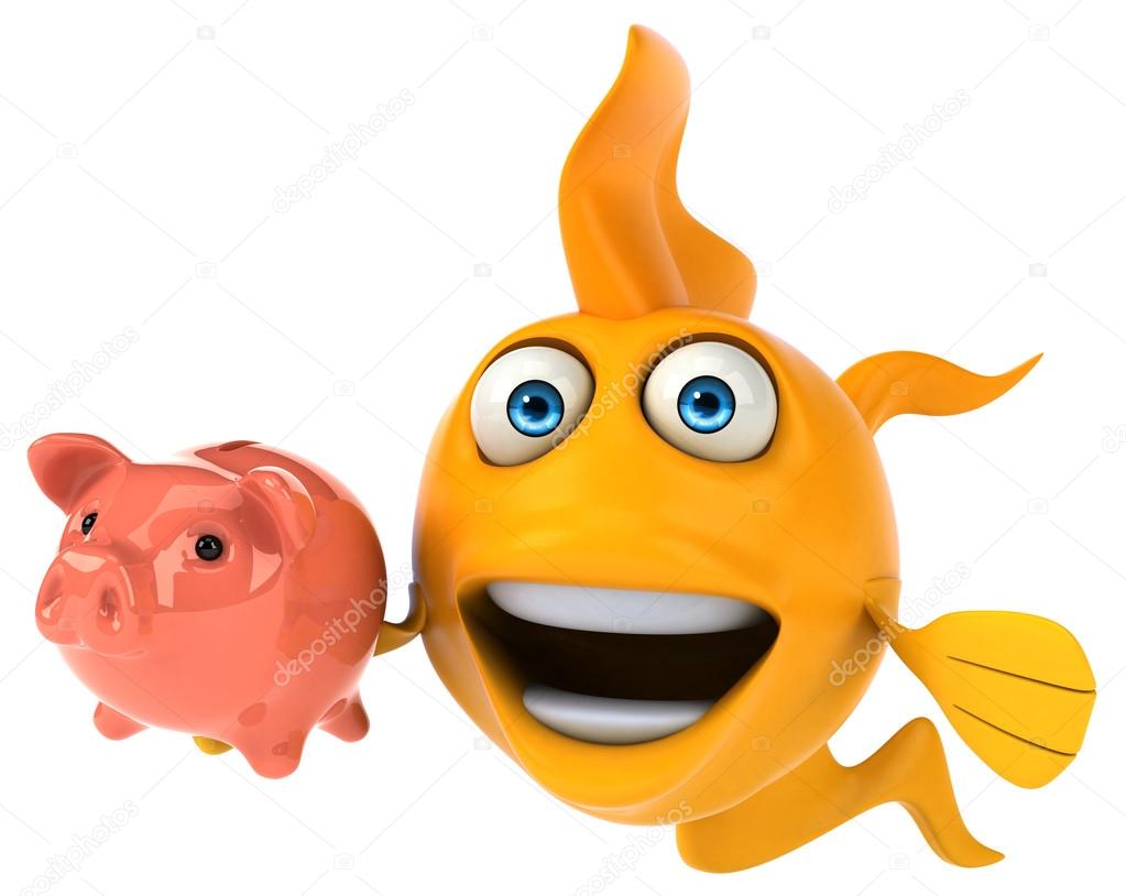 Funny cartoon fish with piggy bank Stock Illustration by ©julos #64957075