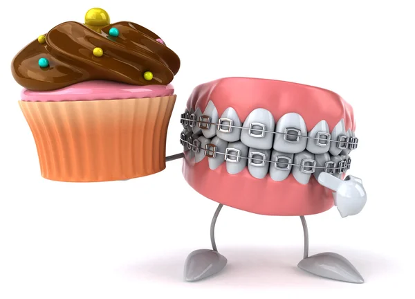 Kul tänder med cupcake — Stockfoto