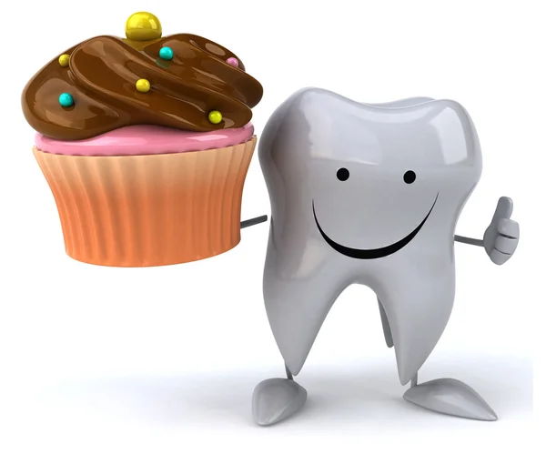 Tooth met cupcake — Stockfoto