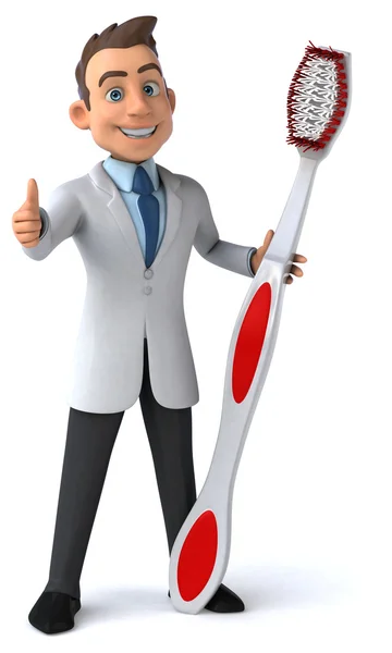 Fun doctor with toothbrush — Stock Photo, Image