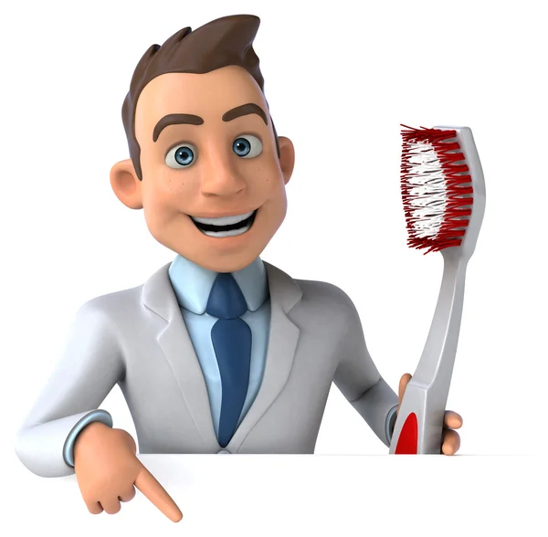 Fun doctor with toothbrush — Stock Photo, Image