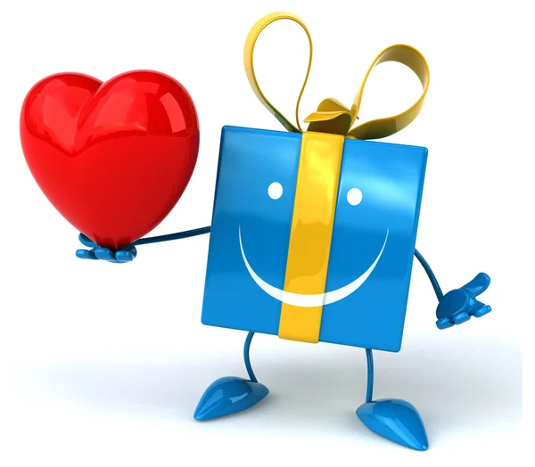 Fun gift with red heart — Stock Photo, Image