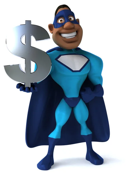 Fun superhero with dollar sign — Stock Photo, Image