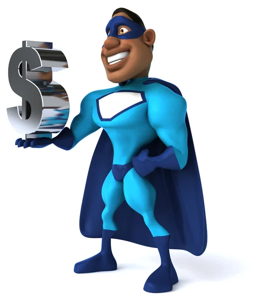 Fun superhero with dollar sign — Stock Photo, Image