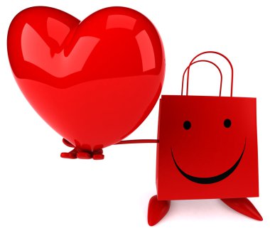 kalp ile alışveriş çantası