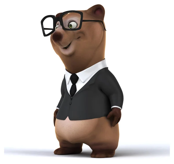 Fun businessman bear  with glasses — Stock Photo, Image