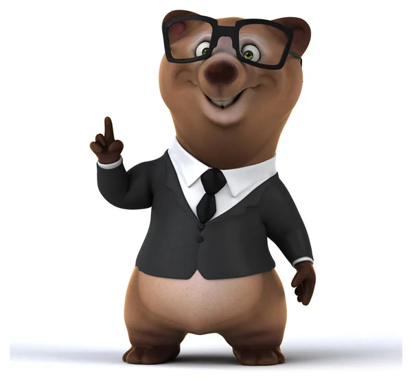 Fun businessman bear  with glasses — Stock Photo, Image