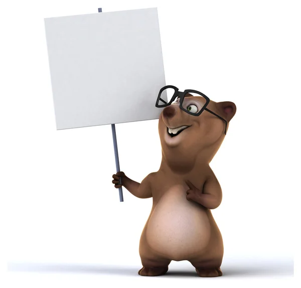 Fun bear  with white board — Stock Photo, Image