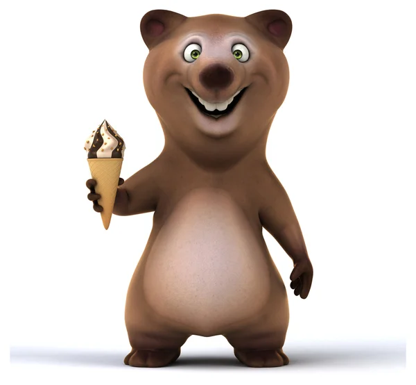 Divertido oso con helado —  Fotos de Stock