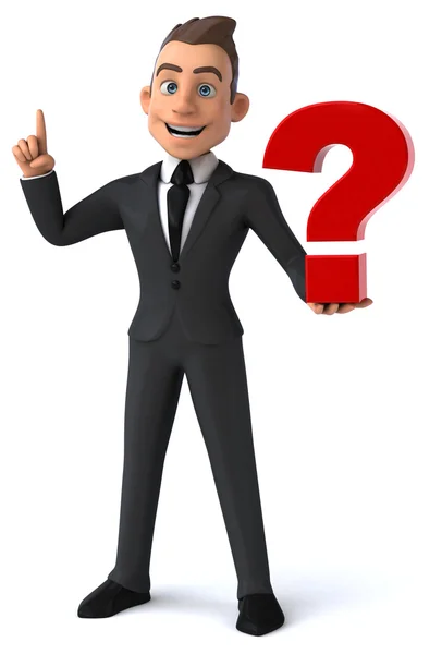 Fun businessman with question mark — Stock Photo, Image