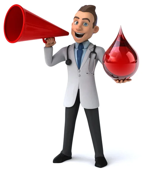 Fun doctor with blood drop — Stock Photo, Image