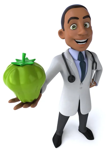 Médico divertido con pimienta verde — Foto de Stock