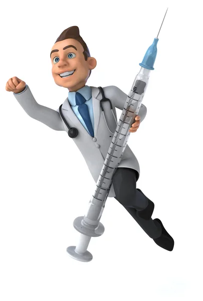 Fun doctor with syringe — Stock Photo, Image