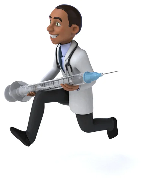 Zábavné doktor s injekční stříkačkou — Stock fotografie