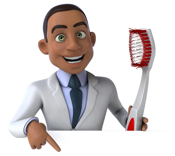 Fun doctor with toothbrush — Stock Photo, Image