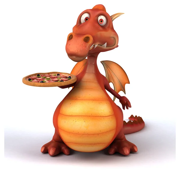 Amusant Dragon et pizza — Photo