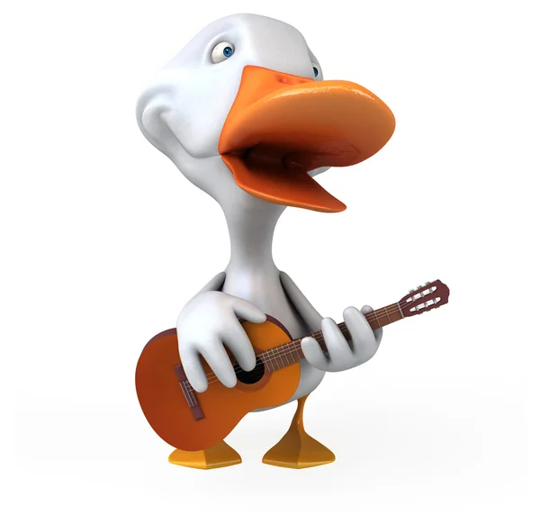 Pato de desenho animado divertido com guitarra — Fotografia de Stock