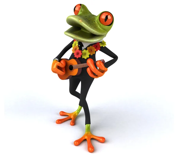 Spaßfrosch mit Ukulele — Stockfoto