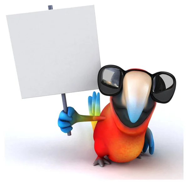 Zábavné papoušek s bílou tabuli — Stock fotografie