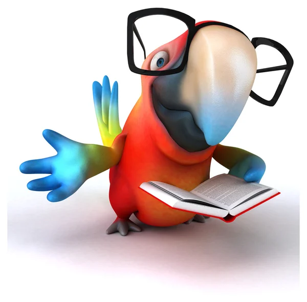 Zabawa papuga z książki — Zdjęcie stockowe