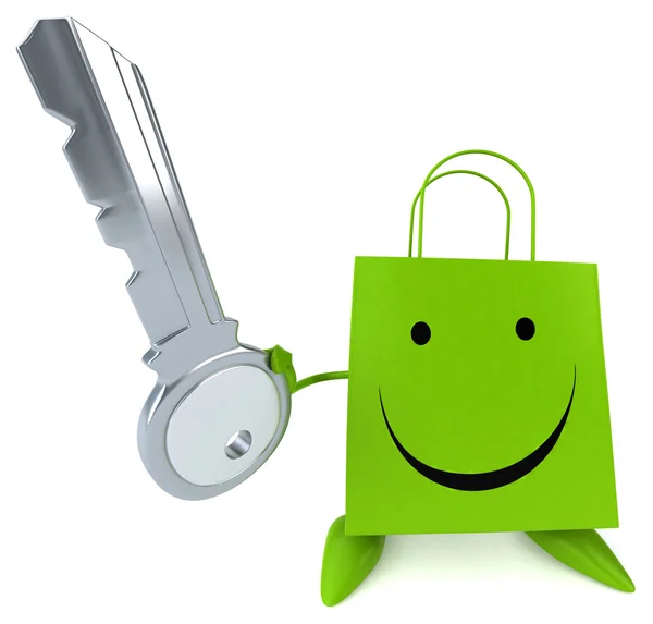 Fun shopping bag    with key — Stock Photo, Image