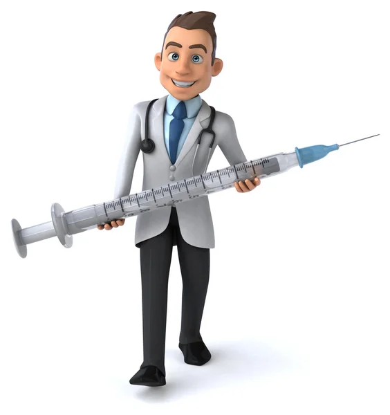 Fun doctor with syringe — Stock Photo, Image