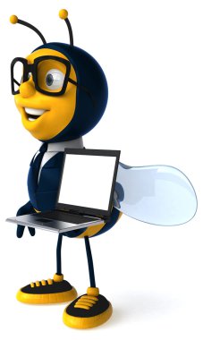 Dizüstü bilgisayar ile eğlenceli işadamı arı