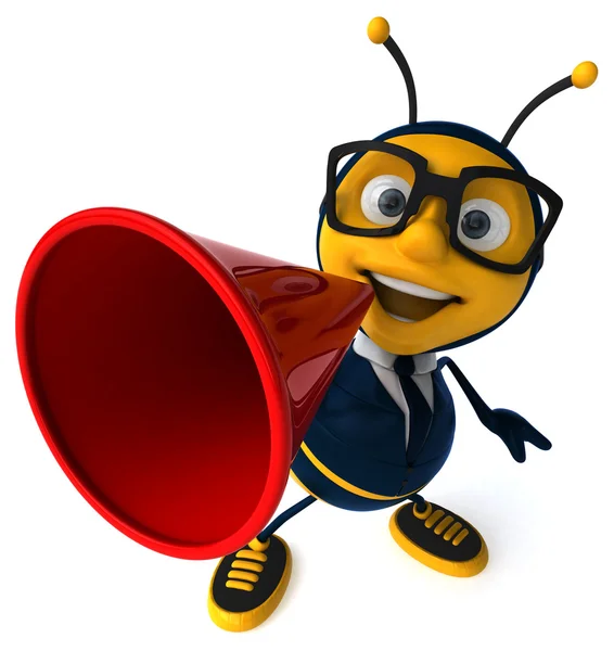 Businessman Fun bee with megaphone — Stock Photo, Image