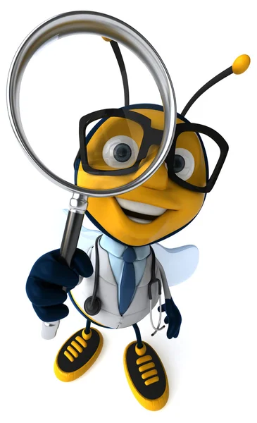 Divertente medico delle api con lente d'ingrandimento — Foto Stock