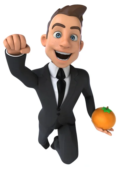 Business man with an orange — Stock Photo, Image