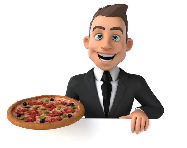 Business man with pizza — Stock Photo, Image