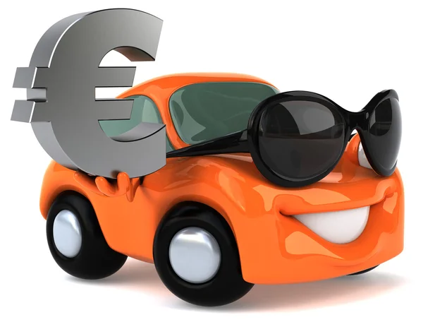 Zábavné auto s symbol měny euro — Stock fotografie