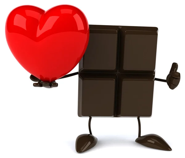 Barra de chocolate con corazón rojo — Foto de Stock