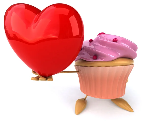 Cupcake con corazón rojo —  Fotos de Stock