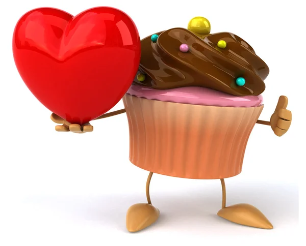 दिल के साथ चॉकलेट कपकेक — स्टॉक फ़ोटो, इमेज