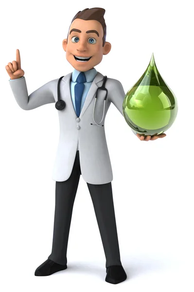 Fun doctor with drop of juice — Stock Photo, Image