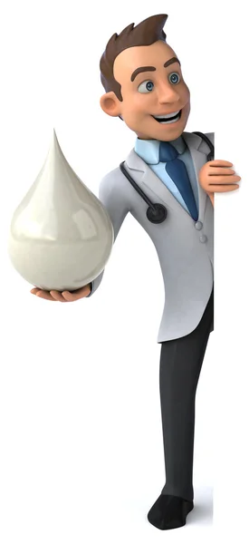 Fun doctor with milk drop — Stock Photo, Image