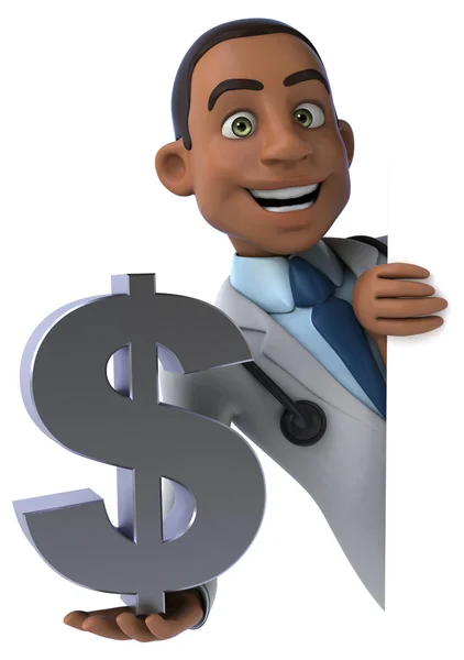 Dolar işaretli eğlenceli doktor. — Stok fotoğraf