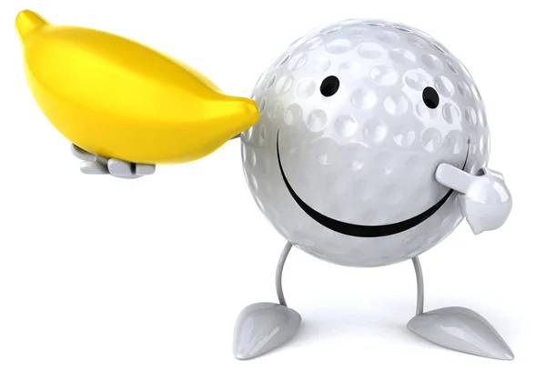 Kreslený golfový míček s banánem — Stock fotografie