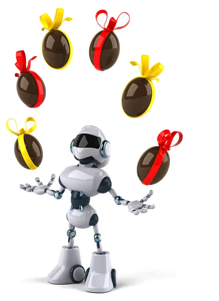 Fun Robot with Easter eggs — Stock Photo, Image