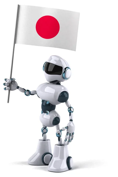 Fun cartoon robot with flag — Stock Photo, Image