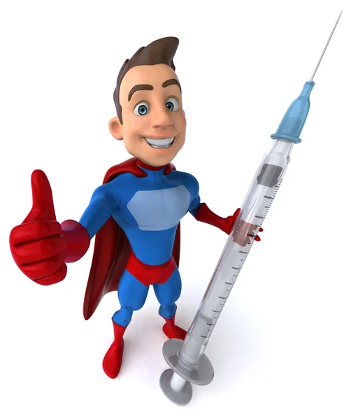 Super-herói com uma seringa — Fotografia de Stock