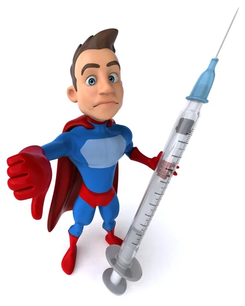 Superhero with a syringe — Stock Photo, Image